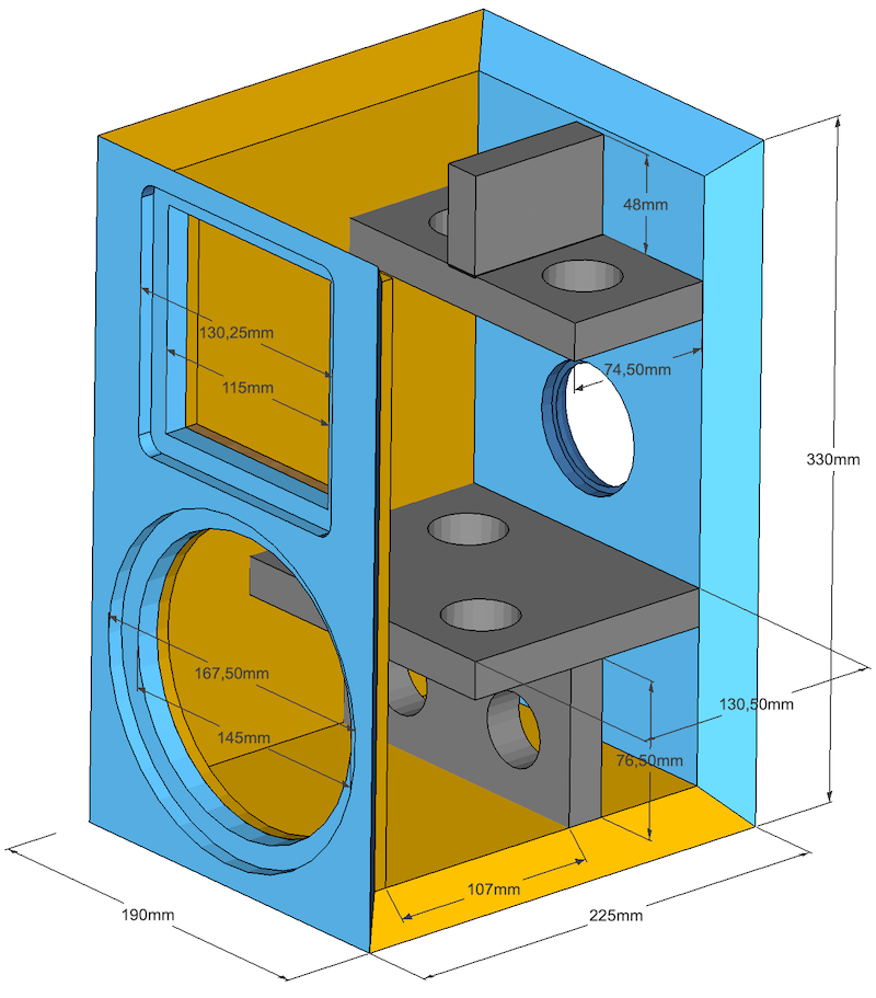 Cabinet drawing with dimensions.