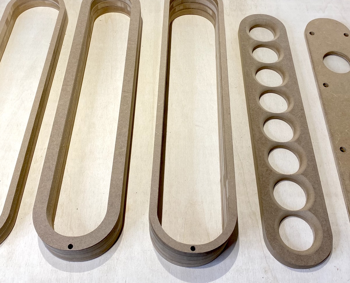 The cabinet walls are made from nine layers of 18 mm MDF.